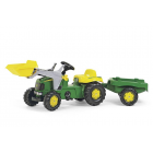John Deere with bucket and cart