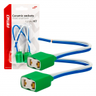 Bulb socket 2pcs, 12/24V, socket H7, cable 15cm
