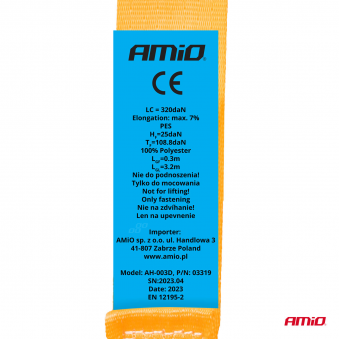 Automaattilukolla varustettu kuormahihna 640/329kg, S103-03319