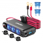 Câble chargeur avec voltmètre 1,5m 12/24V