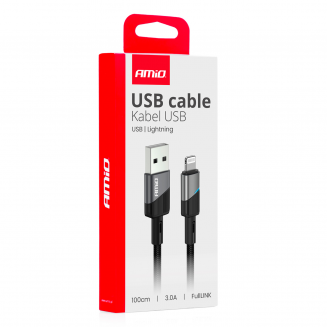 Uzlādes kabelis USB Lightning 3A 100cm, S103-03925