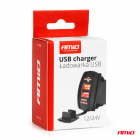 Chargeur 2xprise USB 12/24V fond rouge