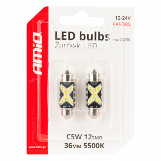 Ampoules LED 2pcs 12SMD C5W 2016 36mm 12/24, S103-04236