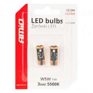 Ampoules LED 2 pièces 3SMD W5W T10 3838 12/24V, S103-04246