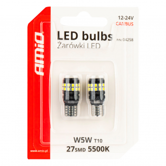 Ampoules LED 2 pièces 27SMD W5W T10 2016 12/24V, S103-04258
