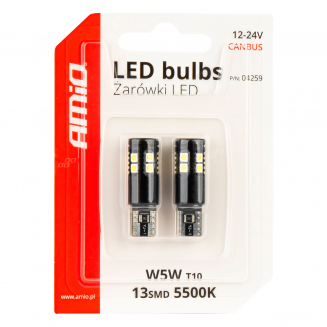 Ampoules LED 2pcs 13SMD W5W T10 3030 12/24V, S103-04259