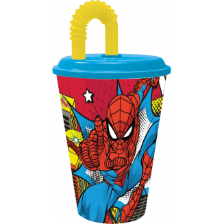 Drinking cup with flexible straw 430ml, Spiderm, S103-11366