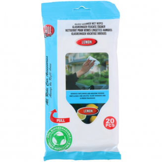 Panni umidificati per pulizia vetri 20 pz, limone, S103-233147