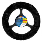 Sheepskin steering wheel cover Ø36-42 cm, black