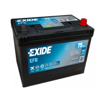 Exide EFB 75Ah 750A 260x173x222-+, S106-EL754