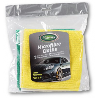 Mikrošķiedras lupatiņas 3 gab 100%pe Triplewax, S112-CTA024