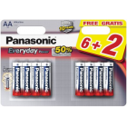 AA(6+2) jokapäiväinen Panasonic-akku