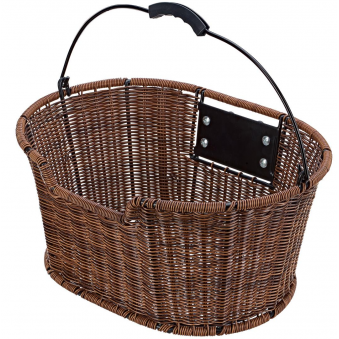 Bicycle basket, braided, brown, front, handle, S123-6069