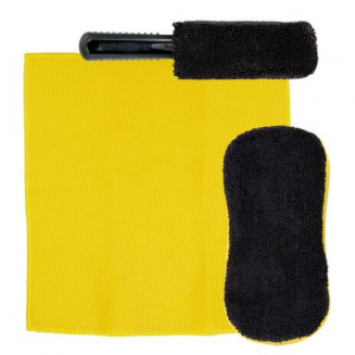 Set lavaggio 3 parti panno, spugna, spazzola, S131-255514