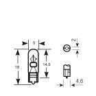 12V 1,2W Sokkel T5 ORANZ