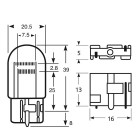 12V 21 / 5W Socket T20 / W21 / 5W Brake, turn signal, fog and parking light bulb with glass base