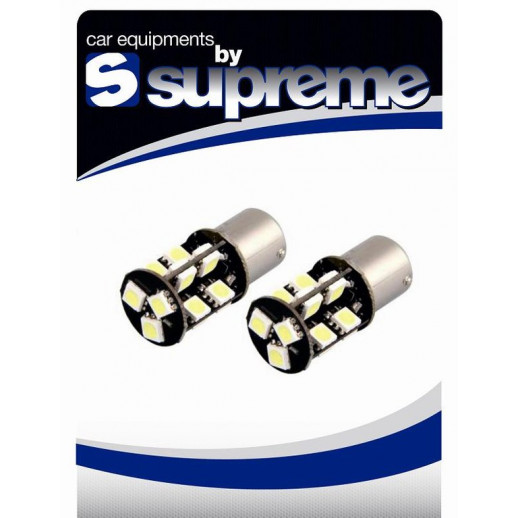 Led-polttimot 12V BAY15d / P21/5W 19xSMD-tyyppisellä LEDillä, CANBUS-virheilmoituksenpoistolaitteella, VALKOINEN
