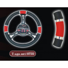 Steering wheel cover BLACK-RED chrome with strips 37-39cm Automax