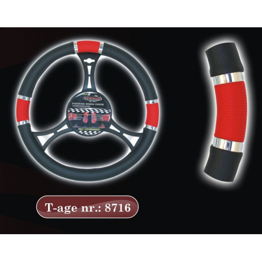 Copricerchi NERO-ROSSO cromato con listelli 37-39cm Automax