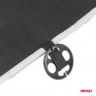 Istuinpäällinen puupalloilla ristiseläntuella 131x46cm harmaa-valkoinen raita Amio