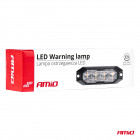 Vilkkuva neliömäinen strobo 4x3W LED R65 R10 12/24V Amio