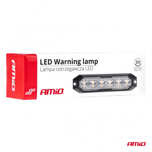 Vilkkuva neliömäinen vilkkuvalo 6x3W LED R65 R10 12/24V Amio