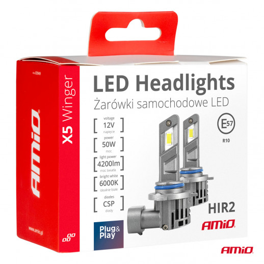 LED headlights HIR2 X5 series WINGER vent 50W Amio