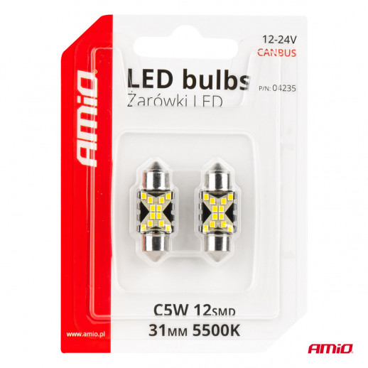 LED CANBUS 31mm festoon 2016 12SMD 12/24V Amio