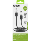 LATAUSKAAPELI 1,5M USB-C - USB-C MUSTA SBS