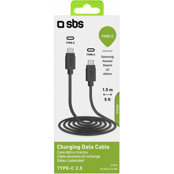 CAVO DI RICARICA 1,5M USB-C - USB-C NERO SBS, TECABLETCC20K
