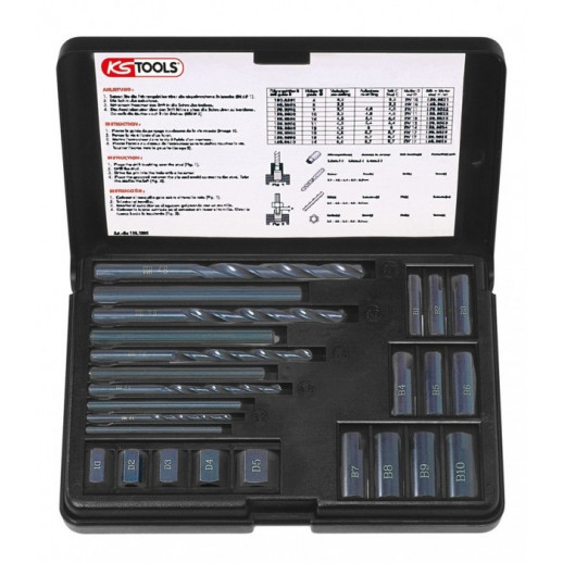 25-PCS. BROKEN BOLT DRILLING/SCREWING SET. M5-M16 KS TOOLS
