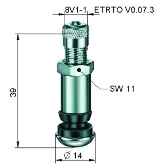 VALVOLA TL-MET. NICHELATO. L=39MM. APERTURA=8,3MM. 14BAR S/A, 3040011P