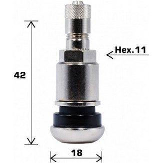 TL-MET.VALVE. NICKEL-PLATED. 42MS / W1352. HIGH NUT. 11.3/42MM, 3040015