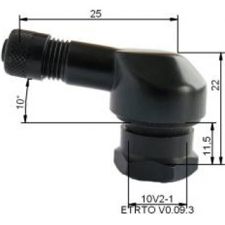 VALVOLA TL-MET. MOTTO. 25 ml. NERO. CON ANGOLO DI 80 GRADI. L=22,5+24MM. APERTURA=11,3MM, 3040022E