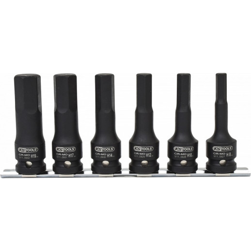 6-ОС. ДЛИННАЯ УДАРНАЯ ШЕСТИГРАННАЯ БИТА 1/2 ДЮЙМА, 8–19 ММ. НА KS Tools.