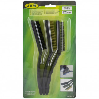 3-OS. SET DI SPAZZOLE IN ACCIAIO A MANO DI PRECISIONE &quot;OTTONE/NYLON/ACCIAIO&quot; JBM, 52515J