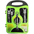 7-PIECE. JOINT RING-FOLD WRENCH SET. 8-19MM. PLASTIC HOLDER JBM