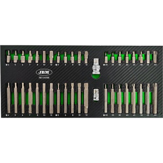 42-OS. SET DI BUSSOLE TORX ESAGONALI DA 10 MM (3/8&quot;) A 12 PUNTI IN PANNELLO IN PU JBM, 54158J