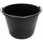 MIXING BUCKET/CONSTRUCTION BUCKET WITH HANDLE 20L PLASTIC BLACK 260X385MM