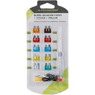 10-PIECE SET OF FORK FUSES + TESTER 6-24V CARMOTION, 58388