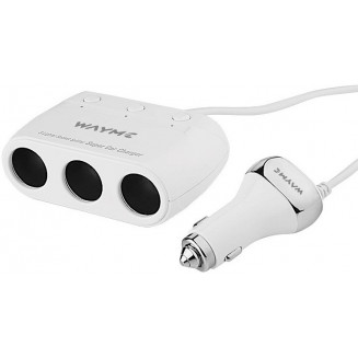 CIGARETTÆNDERSTIK 3 + 4XUSB 3.6A 12/24V KABEL 120CM WAYME, 63014C