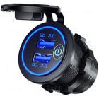USB CHARGER 2 SOCKETS 12/24V 3.1A LIGHTING. SWITCH. FLUSH CARMOTION