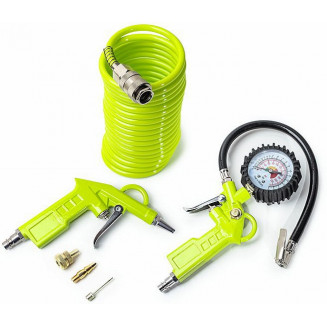 3-PIECE AIR SET. TIRE INFLATION GUN 0-16BAR + AIR GUN+SPIRAL HOSE CARMOTION, 63826C