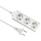 OFFICE EXTENSION CABLE 3 SOCKET 3M 2X1.0MM2 (WITHOUT EARTHING) WHITE ELGOTECH