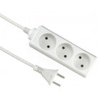 OFFICE EXTENSION CABLE 3 SOCKET 1.5M 2X1.0MM2 (WITHOUT EARTHING) WHITE ELGOTECH