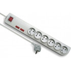 OFFICE EXTENSION CORD WITH SWITCH ELECTRONICS WITH FUSE 6 SOCKETS 3M 3X1.0MM2 WHITE