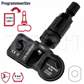 TECH T-PRO HYBRID 3,5 TPMS SENSOR MED SVART AL.VENTIL 434 MHZ. MUTTER 5.0NM, 72-21-947