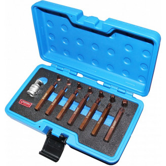 15-OS. JUEGO DE VASOS TORX 10MM(3/8&quot;) LARGO/CORTO T20-T55 TRIUMF, 725T