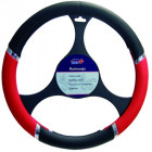 STEERING WHEEL COVER BLACK/RED 370-390MM