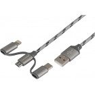 LATAUSKAAPELI 3IN1 USB - MICRO USB. SALAMA/OMENA. USB-C 120cm CARMOTION